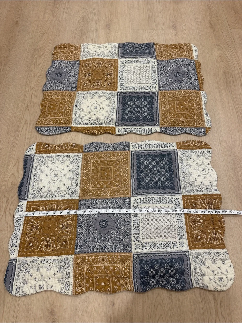 Patchwork Bandana Quilt Placemat Set - Blue, White & Brown